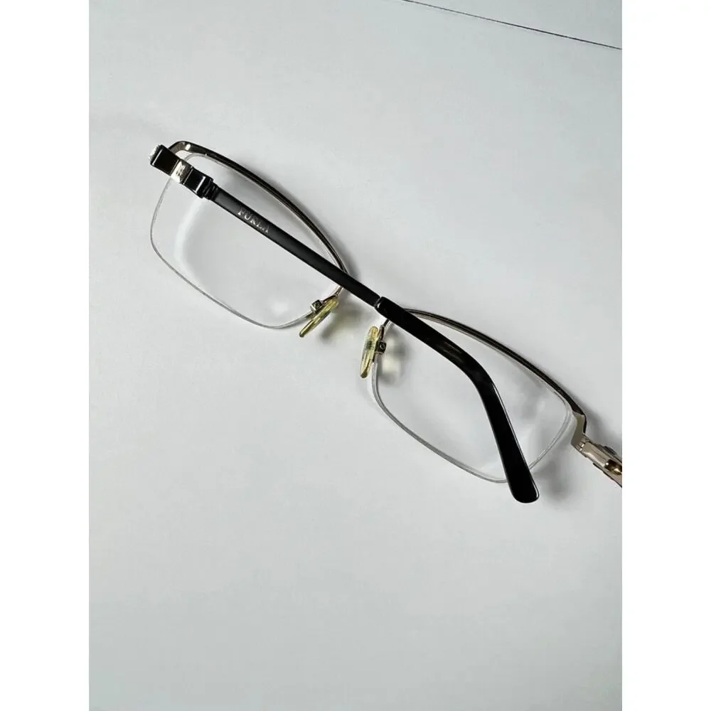 Furla Scilla VU4269J 0302 Black Gold Half Rim Eyeglasses Frames 55-17 135 Women